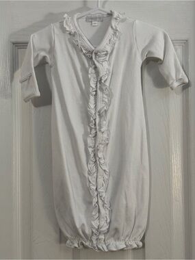 Magnolia Baby Girl Classic White Ruffle Convertible Sleep Gown Long Sleeve